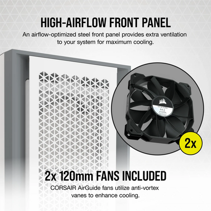 Case Gaming Corsair 5000D Airflow | Mid Tower ATX | Vidrio Templado | Blanco | CC-9011211-WW