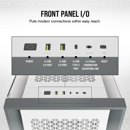 Case Gaming Corsair 5000D Airflow | Mid Tower ATX | Vidrio Templado | Blanco | CC-9011211-WW