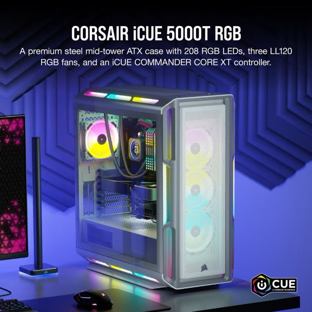 Case Gaming Corsair iCUE 5000T | ATX RGB | Tempered Glass | Mid Tower | Smart White