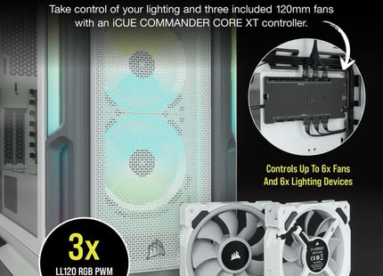 Case Gaming Corsair iCUE 5000T | ATX RGB | Tempered Glass | Mid Tower | Smart White