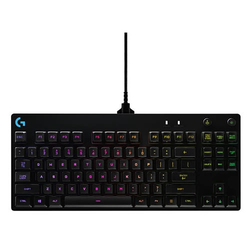 Teclado Gaming Logitech G PRO TKL mecánico RGB vista frontal completa