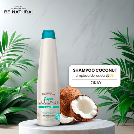 Shampoo Virgin Coconut Placent Life | 350ml | Hidratación y nutrición profunda para cabello seco y dañado