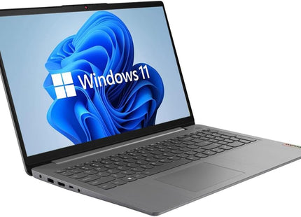 Laptop Lenovo IdeaPad 3 15ITL6 color gris ártico vista frontal con pantalla encendida