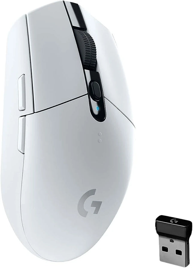 Mouse gaming G305 vista lateral mostrando botones programables y forma ultraligera