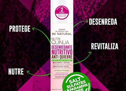 Desenredante Nutritivo Nutri Quinua 200 ml | Placenta Life | Revitaliza, desenreda y protege el cabello tratado