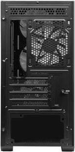 Vista lateral del Case MSI MAG Forge M100A mostrando panel transparente acrílico