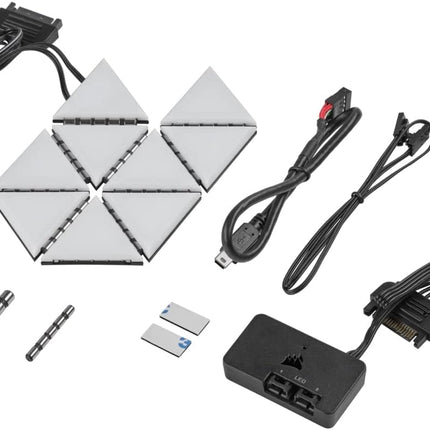Paneles de Iluminación Corsair iCUE LC100 | Mini Triángulo | Kit de 9 Paneles RGB | CL-9011114-WW