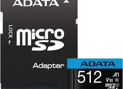 Memoria Micro SDXC ADATA | 512GB | Clase 10 | UHS-I U1 A1 | 100MB/s lectura | AUSDX512GUICL10A1-RA1