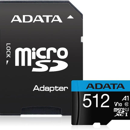 Memoria Micro SDXC ADATA | 512GB | Clase 10 | UHS-I U1 A1 | 100MB/s lectura | AUSDX512GUICL10A1-RA1