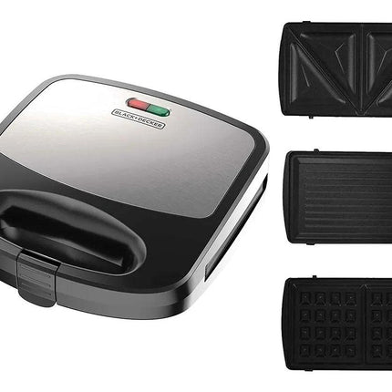 Sandwichera Black+Decker SM24530 | 700 W | Placas Profundas Antiadherentes | Corte y Sello | Almacenamiento Vertical