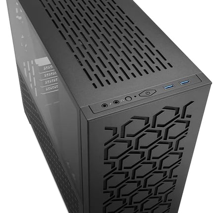 Case Sharkoon MS-Y1000 BK | mATX | Mid Tower | Panel Lateral Vidrio Templado | Diseño Compacto | Color Negro