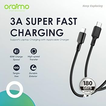 Cable USB-C a USB-C Oraimo RobustLine 60W | 1.5 m | Carga Rápida