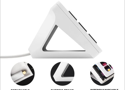 Vista lateral del controlador Stream Deck MK2 color blanco
