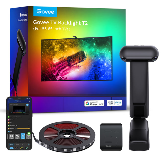 Luces Govee Envisual TV Backlight T2 con Dual Cámaras H605C (55-65”) — vista principal