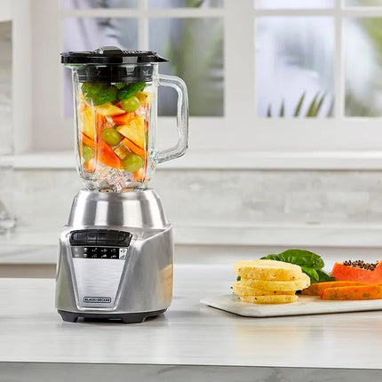 Licuadora Black+Decker BL0876‑2SDLA Ice Crush | 700 W | 8 Velocidades + Pulso | Jarra Vidrio 1.25 L | Acero Inoxidable | Gris Metálico