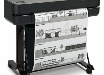 Vista trasera HP DesignJet T650 con puertos de conectividad Ethernet USB y WiFi