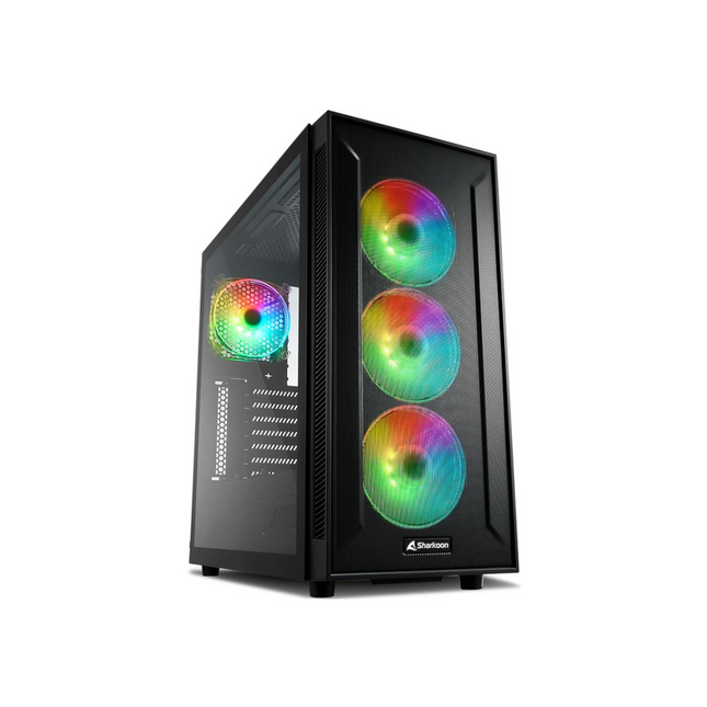 Case Sharkoon TG6M RGB | ATX | Mid Tower | 4 Ventiladores RGB | Vidrio Templado | Negro