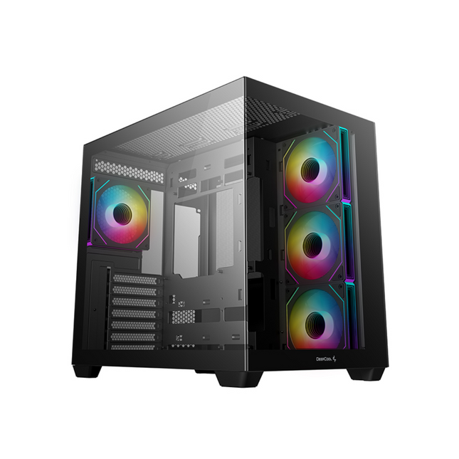 Case DeepCool CG580 AF BK R-CG580-BKADA4-G-1 | Torre Media | Plástico y Acero | 3 Ventiladores Laterales | 1 Ventilador Trasero | Negro