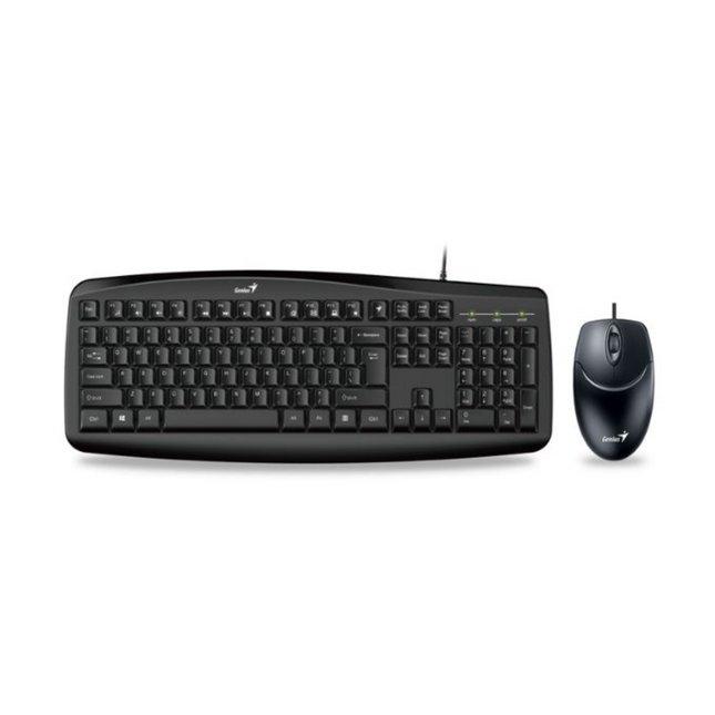 Teclado y Mouse Genius KM-200 | Alámbrico | Español | USB | Diseño Ergonómico | Plug & Play