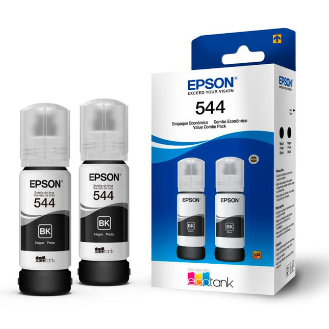 Botella de tinta negra Epson T544 pack doble T544120-2P vista frontal