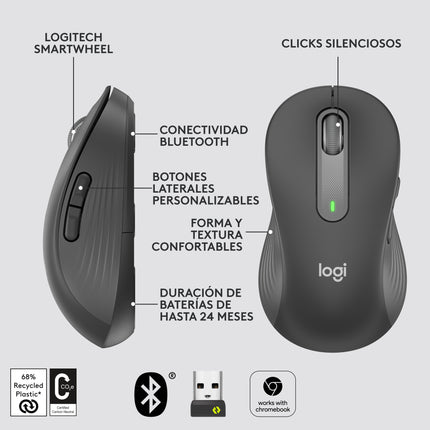 Mouse Logitech Signature M650 L Inalámbrico con Receptor | Diseño para Zurdos