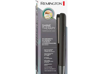 Plancha Alisadora Remington S4A500-F | Placas Extralargas de Cerámica y Coco | 8 Temperaturas | Calentamiento Rápido 15s | Protección y Brillo