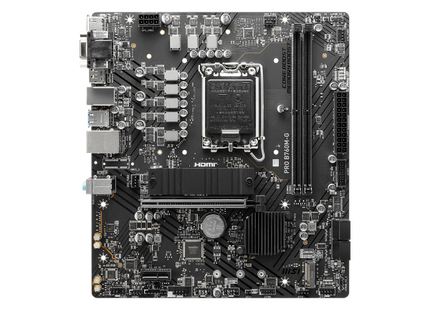 Slots de expansión PCIe y conectores SATA de la MSI PRO B760M-G