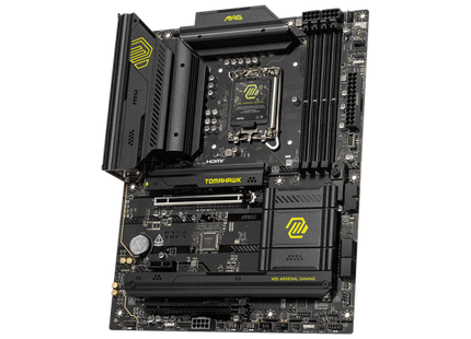 Slots de memoria DDR5 y conectores de alimentación MSI B860 TOMAHAWK
