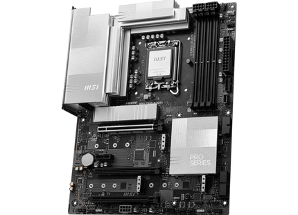 Detalle de slots de memoria DDR5 y conectores SATA en tarjeta madre MSI PRO Z890-P