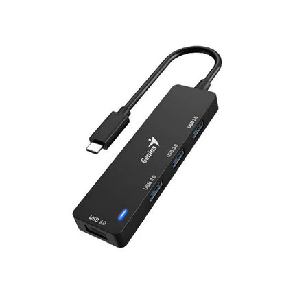 HUB Genius RS2 UH-400 | 4 Puertos USB 2.0 | Alámbrico | Compacto y portátil | Color Negro