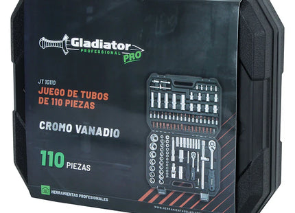 Gladiator Juego de Cubos 110 Pzs 1/2" y 1/4", JT 10110