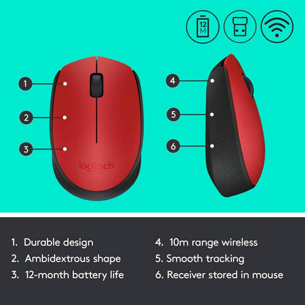 Mouse Logitech M170 | Inalámbrico | Receptor USB | Diseño Ergonómico