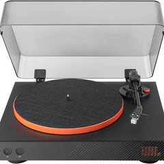 Tocadiscos JBL Spinner BT negro vista frontal con cubierta antipolvo