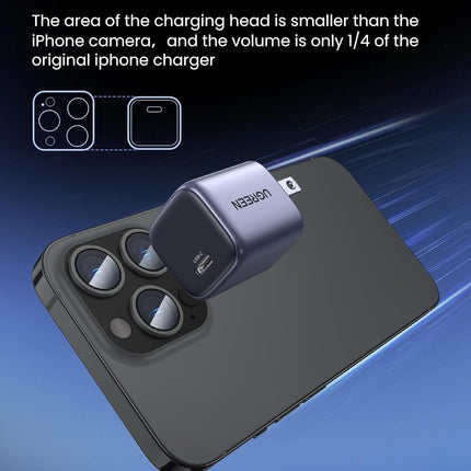 Cargador UGREEN CD318 Nexode | USB-C | Carga Rápida 20W | Gris