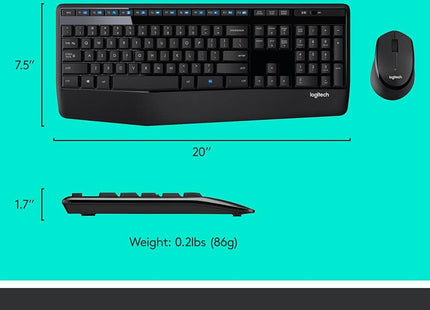 Vista lateral del teclado Logitech MK345 con teclas de acceso directo