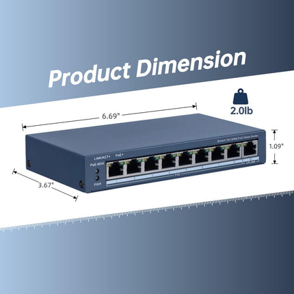 Switch Administrable Hikvision DS-3E1309P-EI/M | 9 Puertos | 8 PoE | 1 SFP | 250W