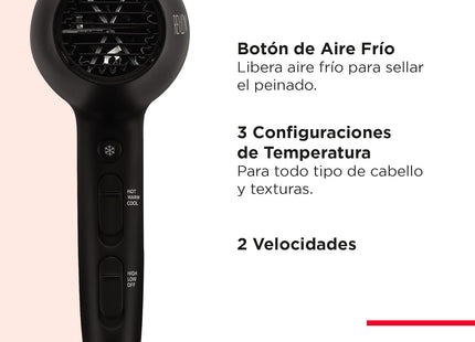 Secadora Iónica Perfect Match 1875W Revlon | Para secar y alisar tu cabello con menos frizz y más brillo