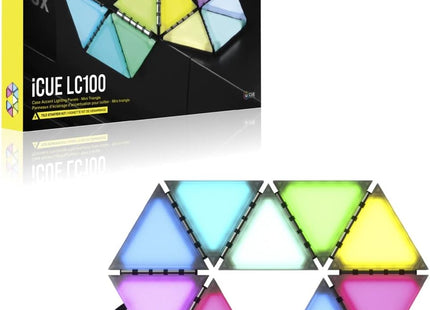 Paneles de Iluminación Corsair iCUE LC100 | Mini Triángulo | Kit de 9 Paneles RGB | CL-9011114-WW