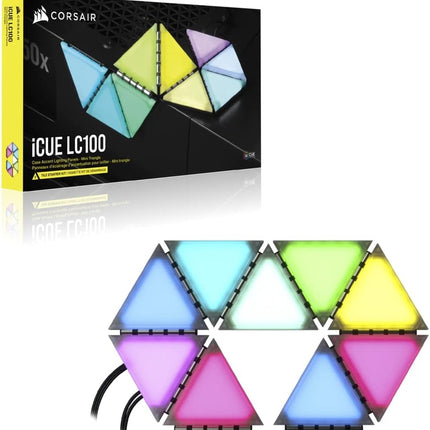 Paneles de Iluminación Corsair iCUE LC100 | Mini Triángulo | Kit de 9 Paneles RGB | CL-9011114-WW
