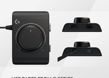 Adaptador Logitech Racing vista lateral con logo