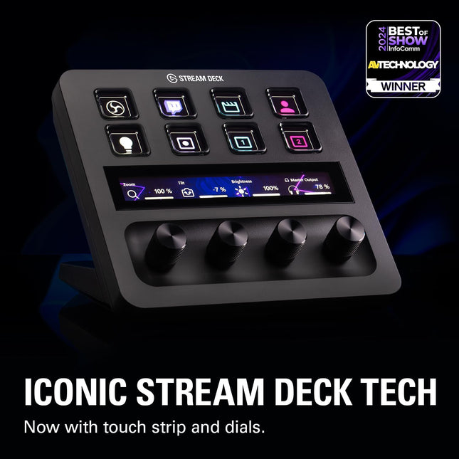 Teclado de Streaming Elgato Stream Deck+ | 8 Botones LCD | 4 Perillas Inteligentes | Pantalla Táctil | Control Total de Producción