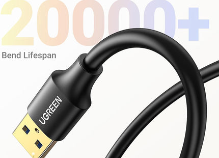 Especificaciones técnicas impresas en cable extensión USB UGREEN US129