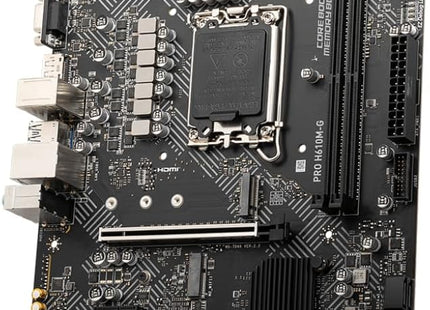 Conectores de alimentación y puertos de expansión PCIe de la MSI PRO H610M-G