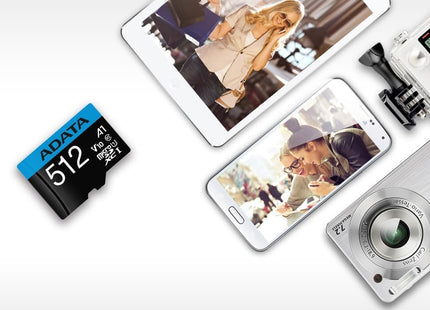 Memoria Micro SDXC ADATA | 512GB | Clase 10 | UHS-I U1 A1 | 100MB/s lectura | AUSDX512GUICL10A1-RA1