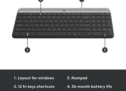 Teclado y Mouse Logitech MK470 | Inalámbrico | Diseño Ultra Delgado | Inglés