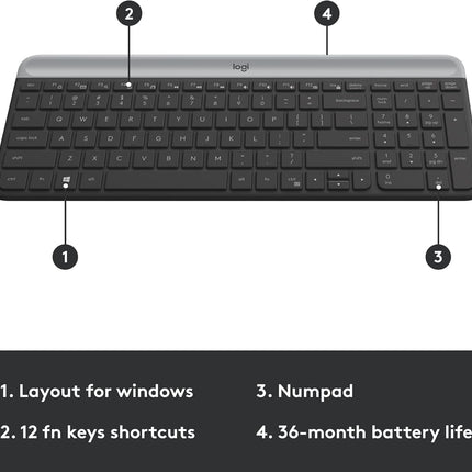 Teclado y Mouse Logitech MK470 | Inalámbrico | Diseño Ultra Delgado | Inglés