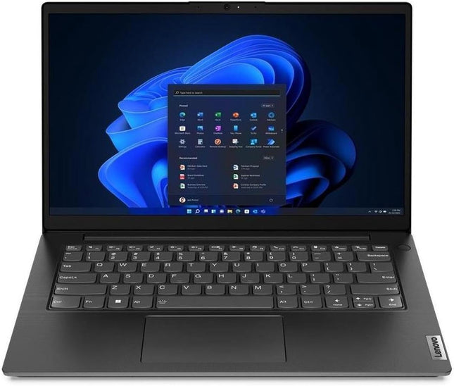 Laptop Lenovo V14 G4 IRU vista frontal con pantalla encendida mostrando Windows 11