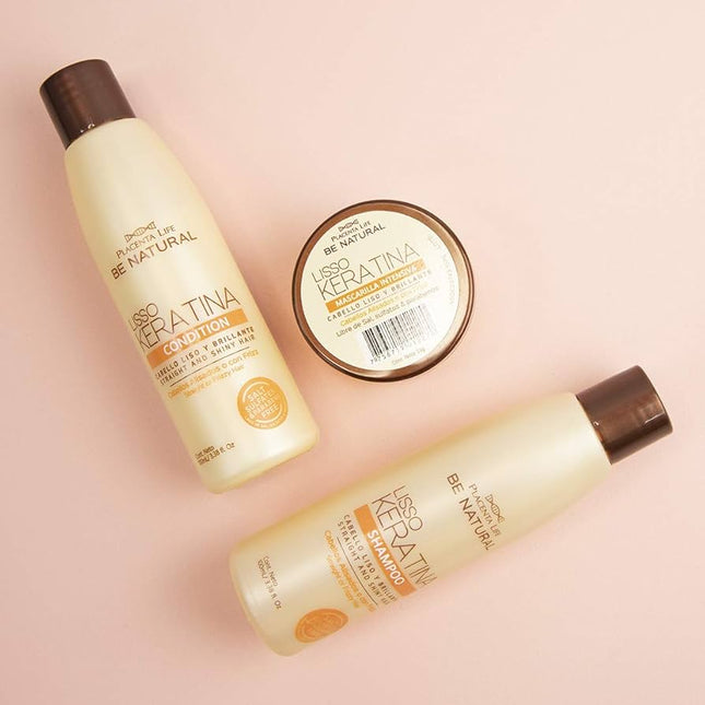 Shampoo Liso Keratina Placent Life | 100ml | Control de frizz y alisado suave para todo tipo de cabello