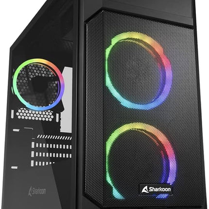 Case Sharkoon V1000 RGB Media Torre | Micro-ATX | Vidrio Templado | 3 Ventiladores RGB | Negro