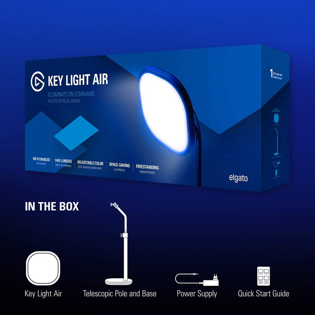 Lámpara LED Elgato Key Light Air | Control App | 1400 Lúmenes | Montaje en Escritorio | Wi-Fi | Corsair